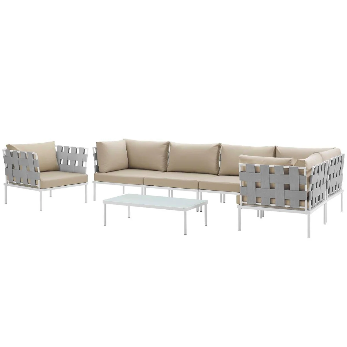 7-Piece Outdoor Patio Aluminum Sectional Sofa Set - Image 2