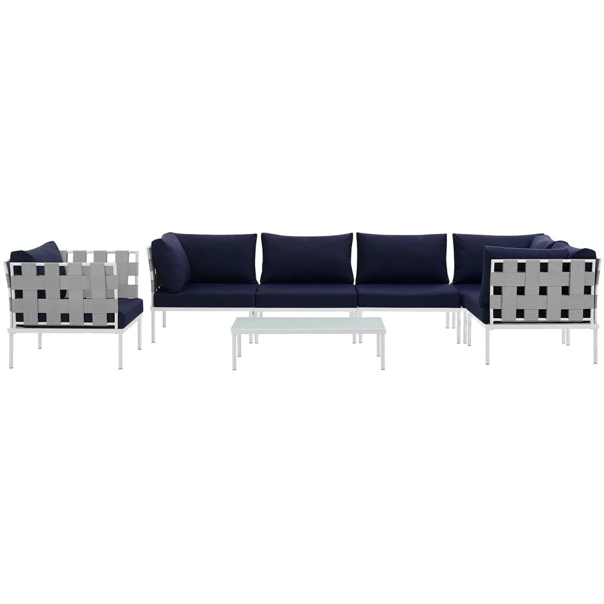 7-Piece Outdoor Patio Aluminum Sectional Sofa Set - Image 23