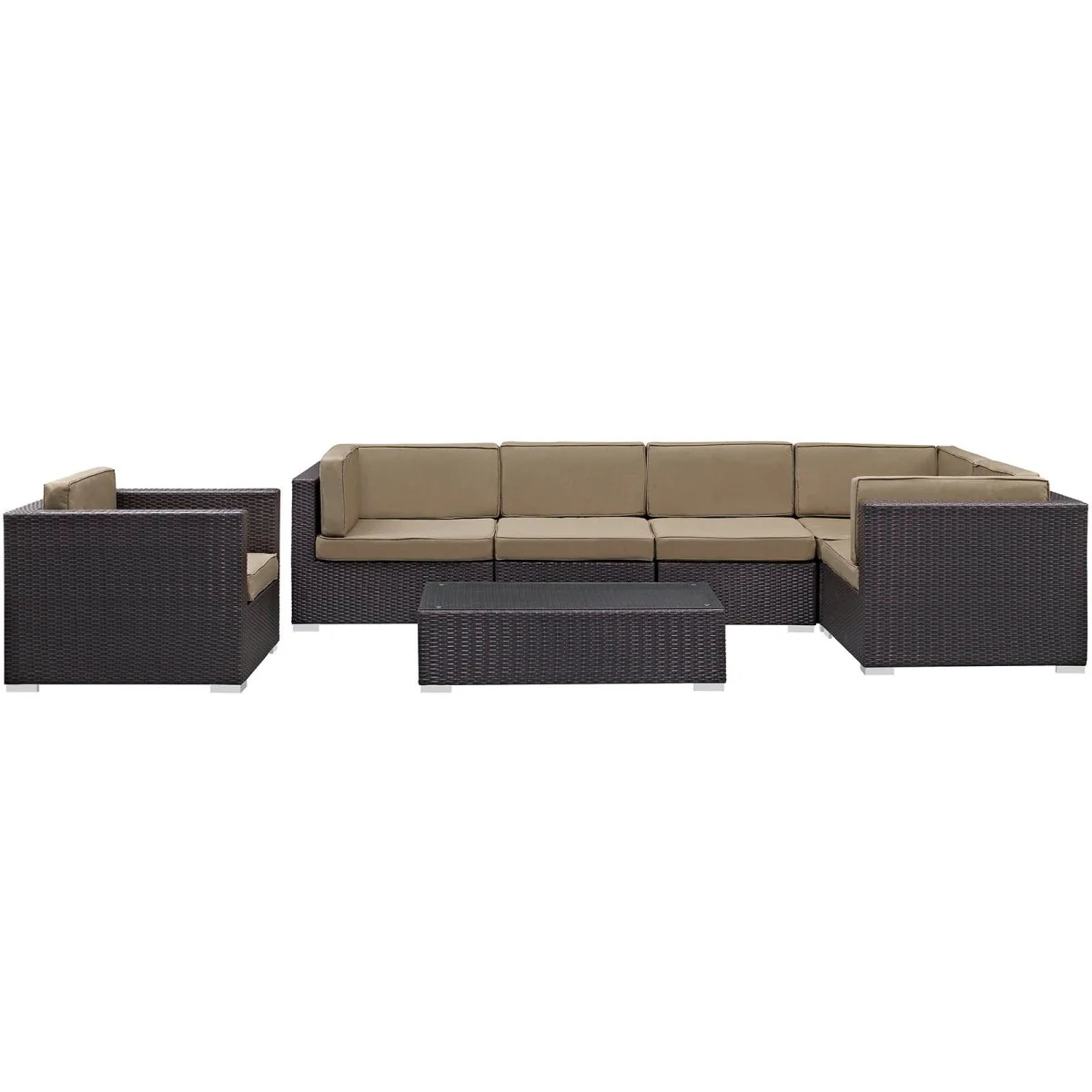 7-Piece Outdoor Patio Sectional Set – Wicker Rattan with Aluminum Frame - Image 11