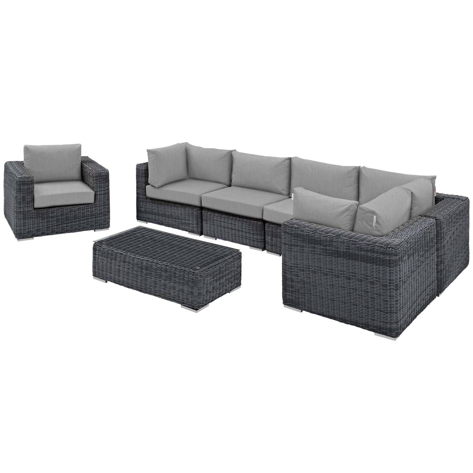 7-Piece Outdoor Wicker Patio Sectional Set with Sunbrella Fabric - Image 11