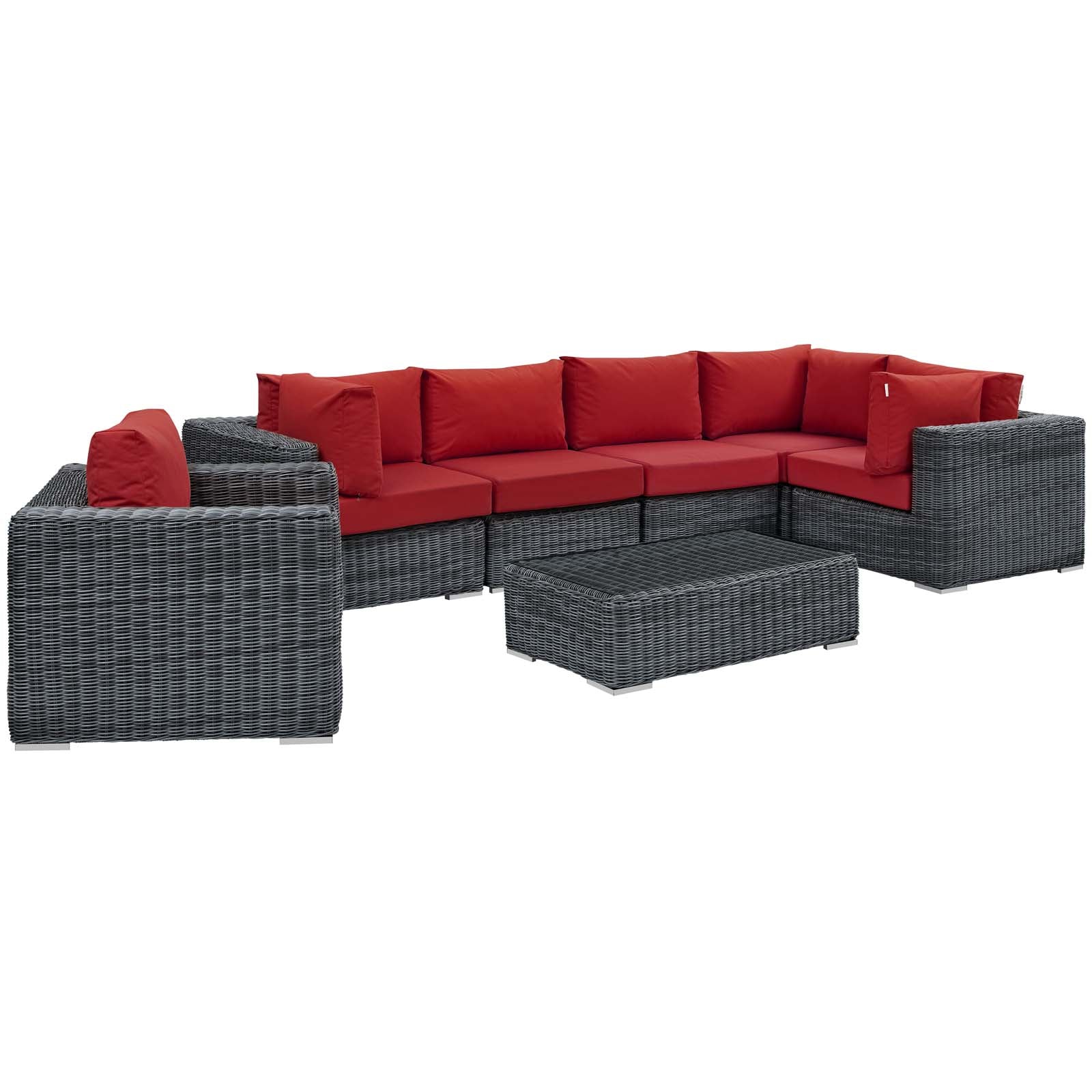 7-Piece Outdoor Wicker Patio Sectional Set with Sunbrella Fabric - Image 28