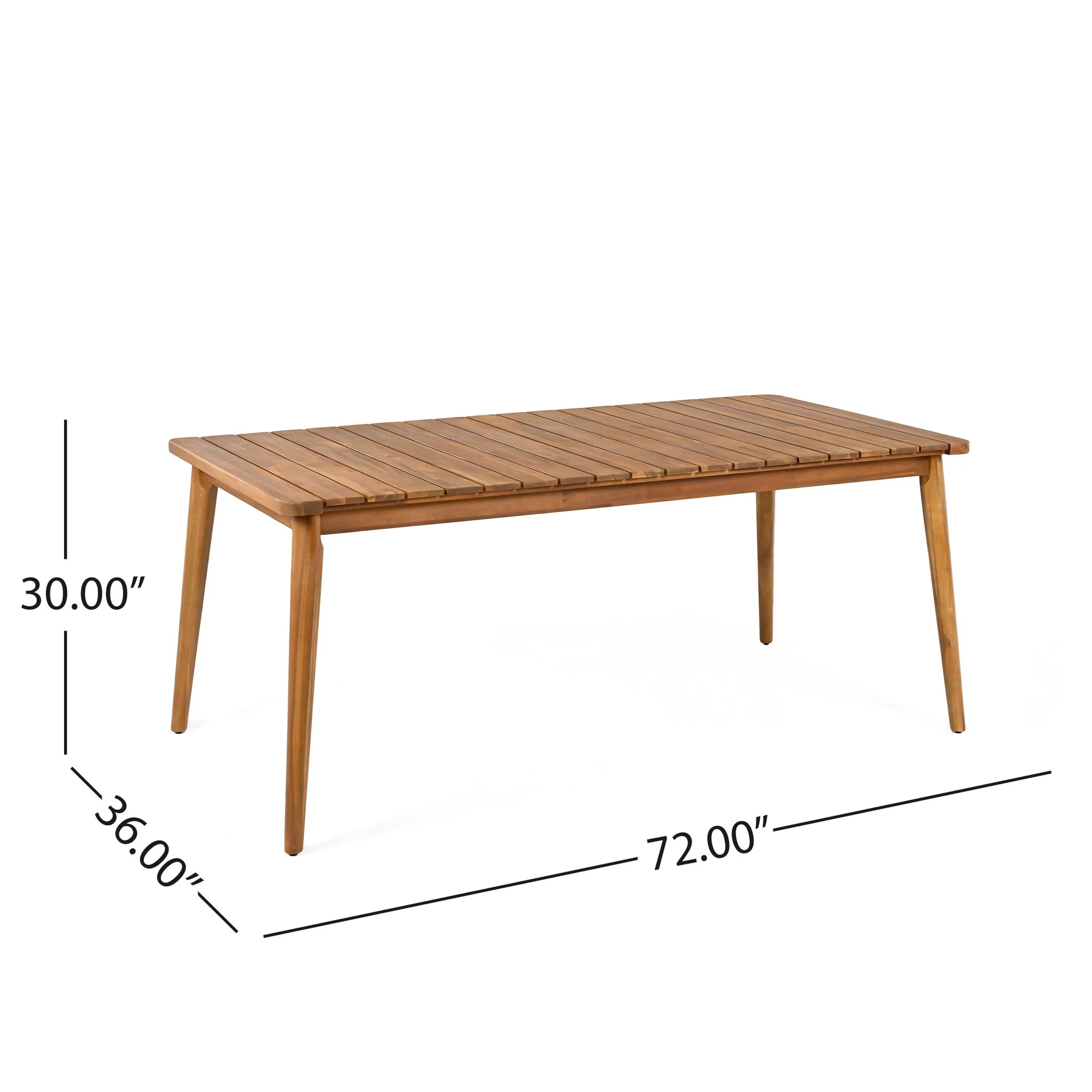 7 Piece Patio Dining Set, Slatted Table & 6 Chairs For Patio Garden - Mocha / Teak - Image 6