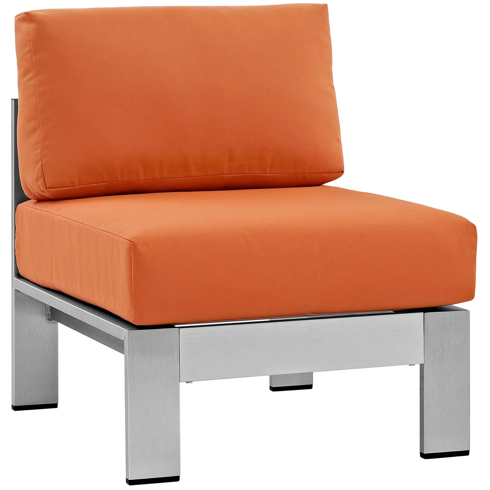7-Piece Silver Orange Aluminum Outdoor Patio Sectional Sofa Set - Image 5