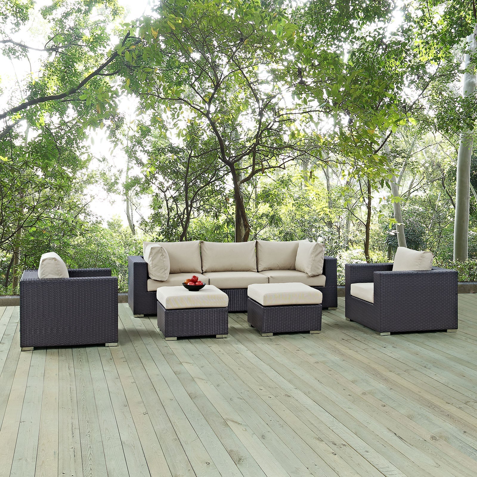 7-Piece Wicker Outdoor Patio Sectional Sofa Set for Backyard, Deck and Garden Seating - Image 24