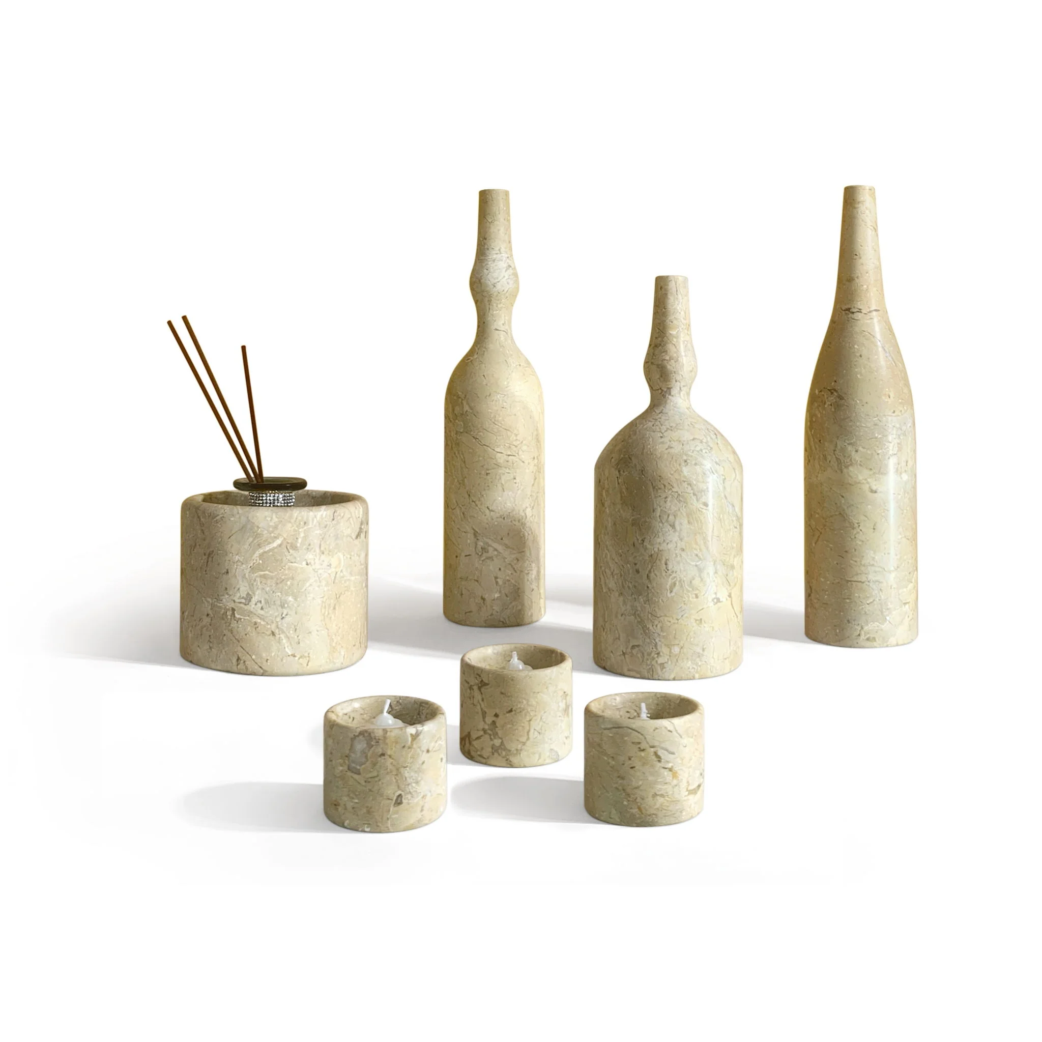 7 Pieces Luxury Natural Marble Living Room Accessories Set - Image 4