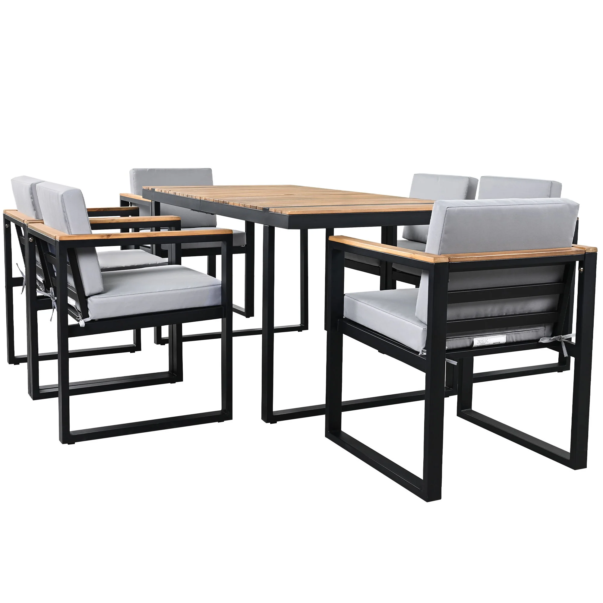 7 Pieces Outdoor Dining Set Patio Dining Table And Chair Set With And Removable Cushions For Patio - Image 2
