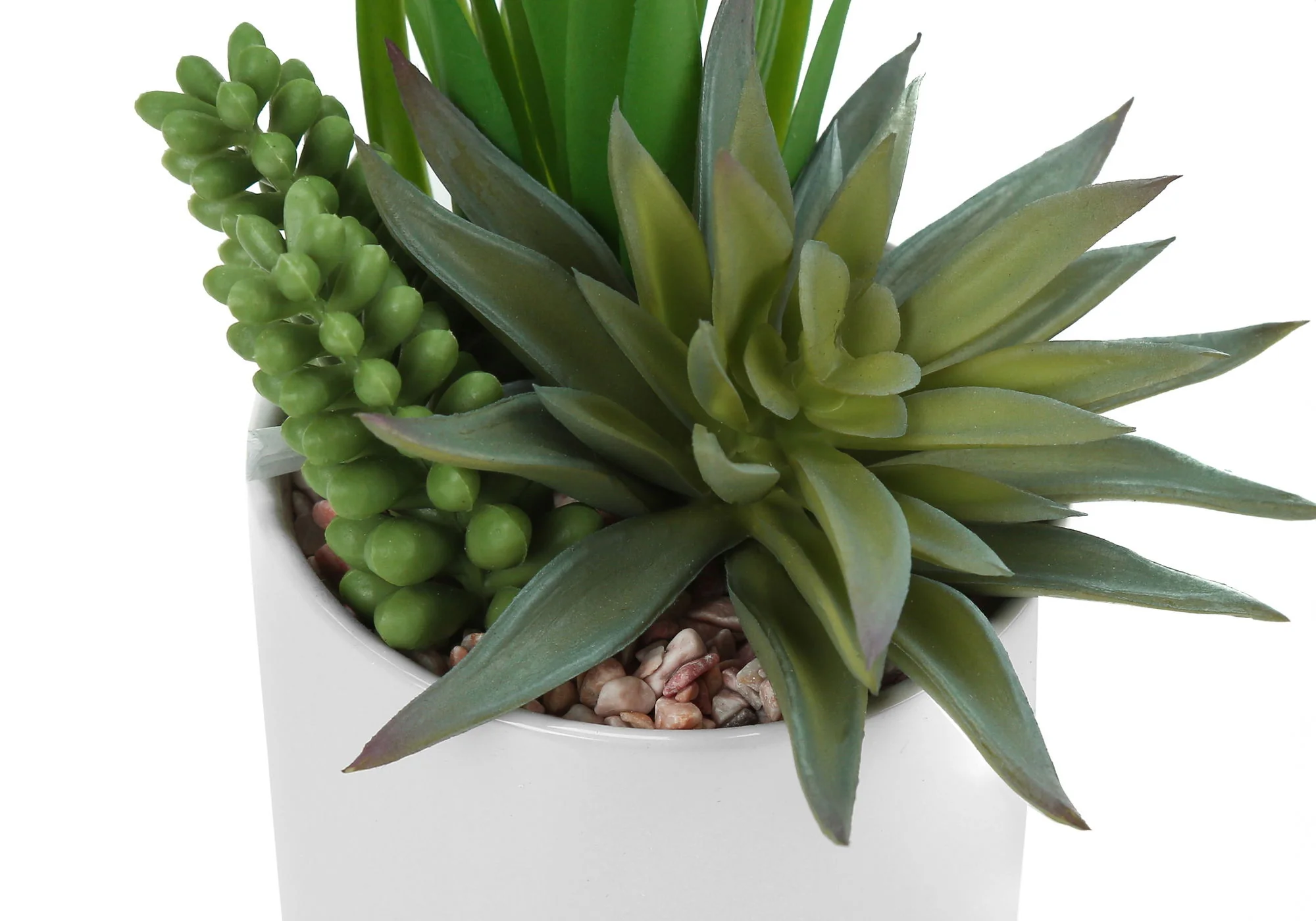 7" Tall, Artificial Plant, Succulent, Indoor, Faux, Fake, Table, Greenery, Potted, Decorative (Set of 2) - Green / White - Image 4