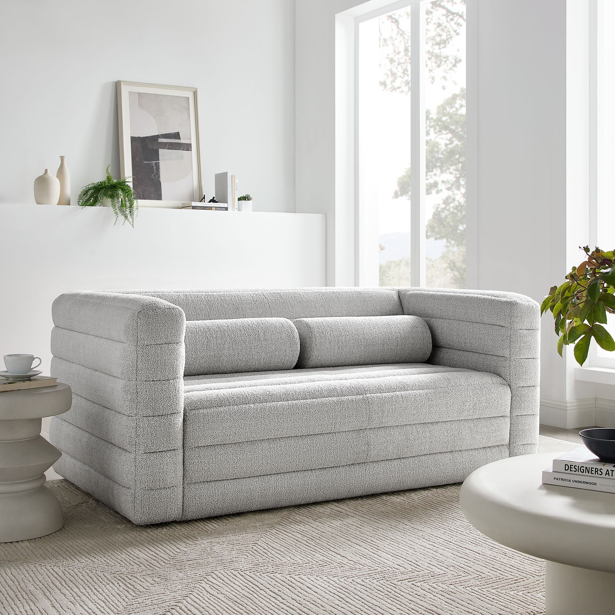 70 Inch Channel Tufted Boucle Upholstered Loveseat - Image 14