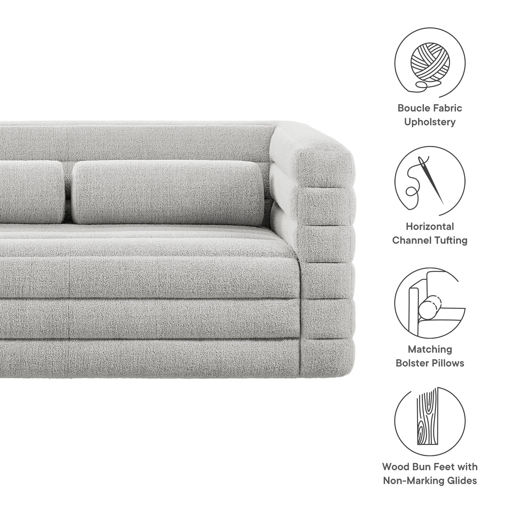 70 Inch Channel Tufted Boucle Upholstered Loveseat - Image 9