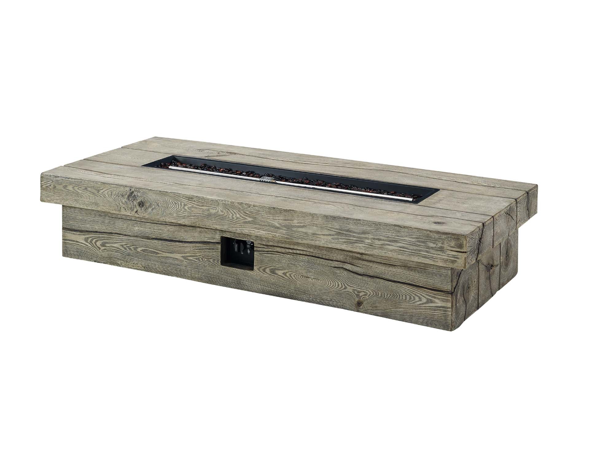 70" Light Gray Rectangular Outdoor Patio Fire Pit Table