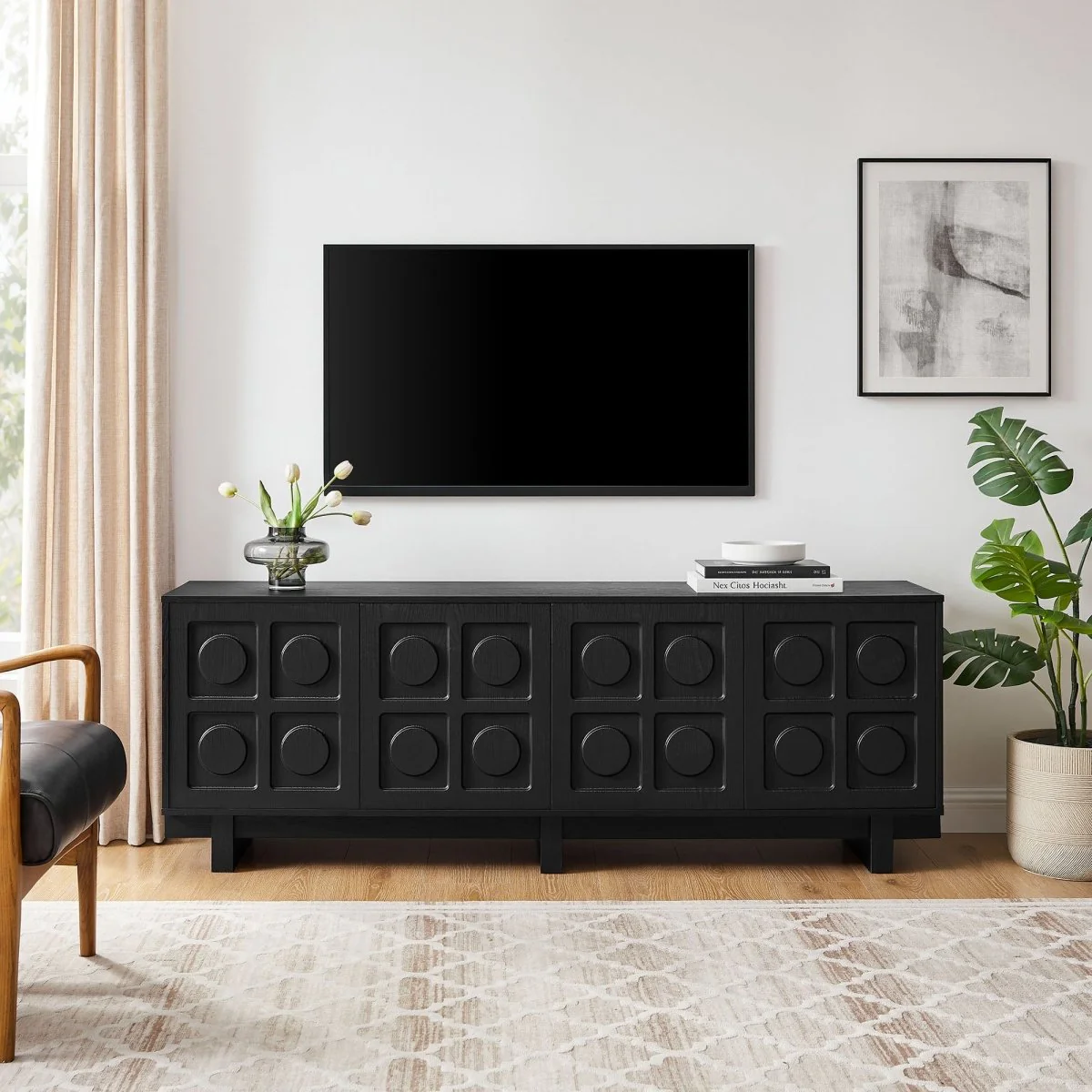 71 Inch Sculptural Grid TV Stand - Image 13