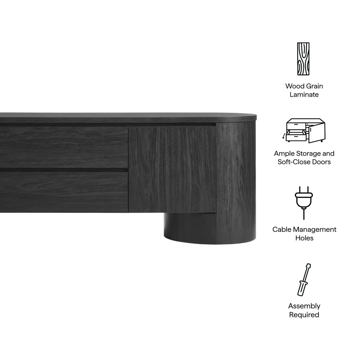 71 Inch Sophisticated Oval TV Cabinet - Image 10