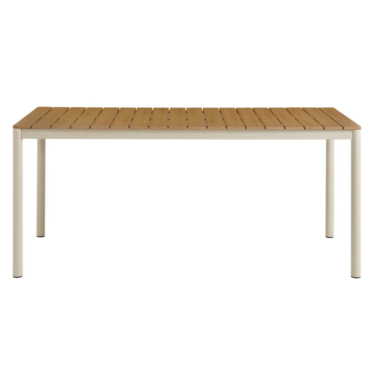 71" Rectangular Outdoor Patio Aluminum Dining Table with Faux Wood Top – Natural - Image 6
