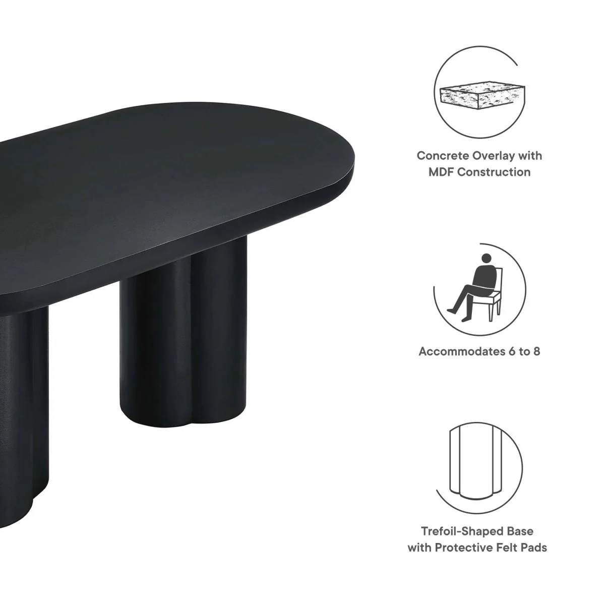 72 Inch Oval Modern Concrete Dining Table - Image 13