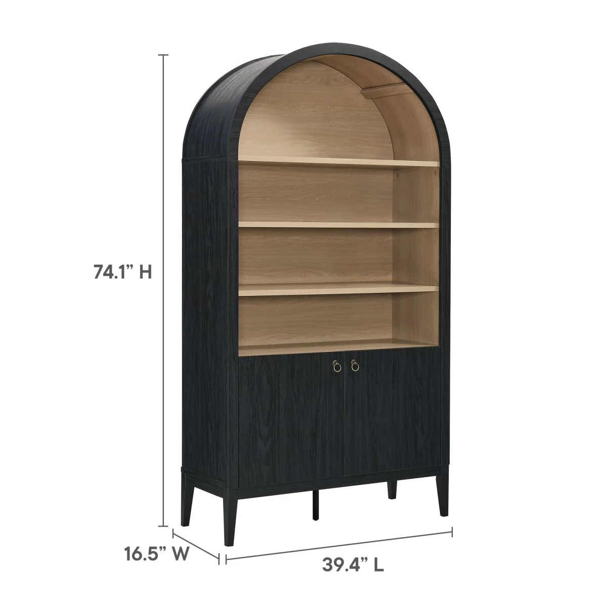 74" Tall Arched Storage Display Cabinet and Bookshelf - Image 3