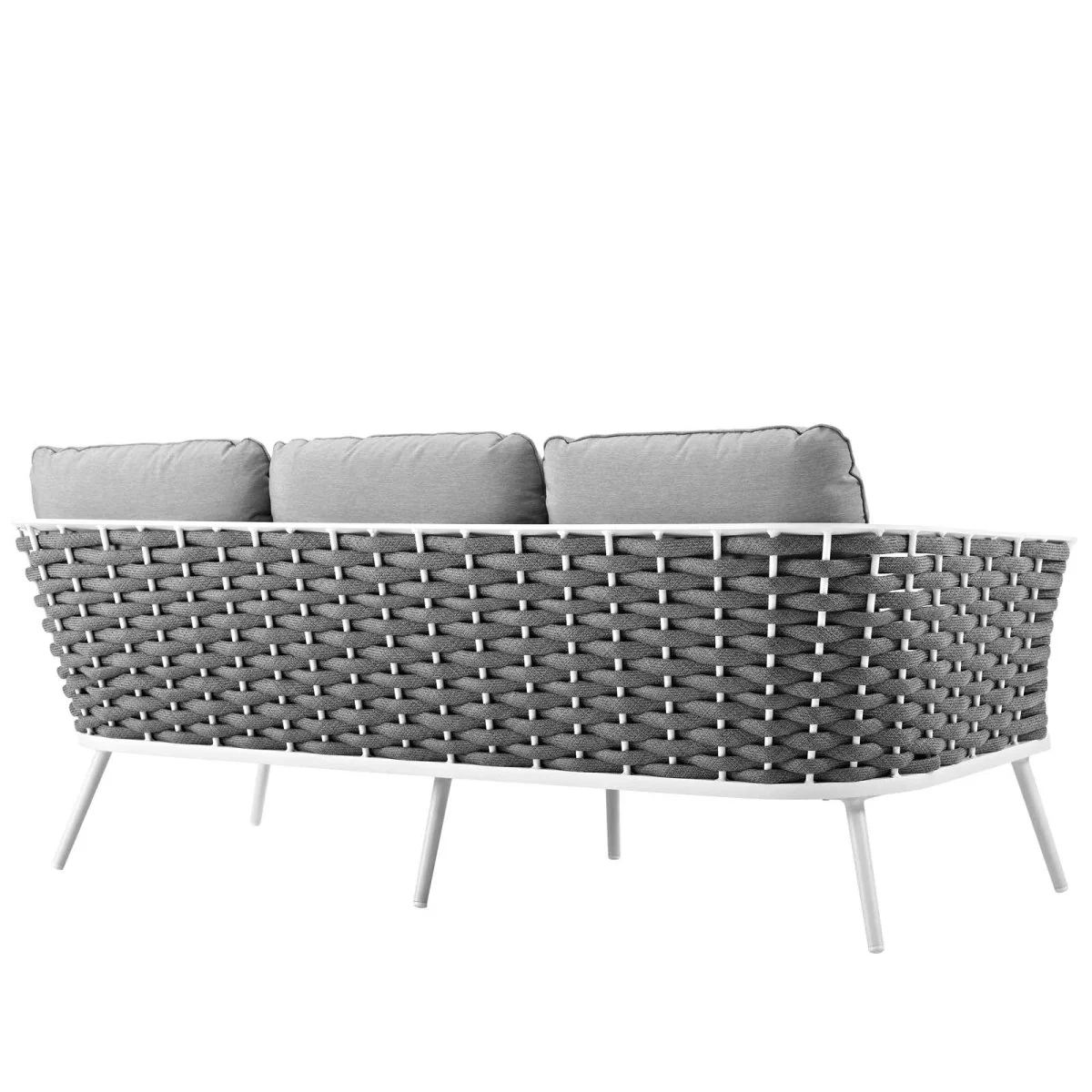 75" Aluminum Outdoor Patio Sofa with Rope Weave, Modern Durable Design - Image 8