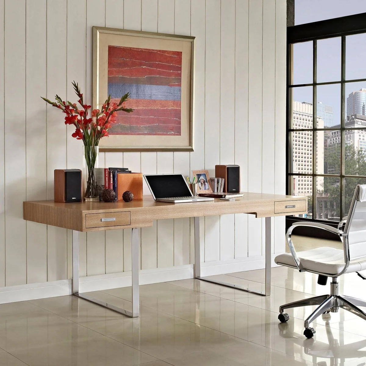 75" Modern Steel Base Office Desk with Sleek Contemporary Design and Durability - Image 6