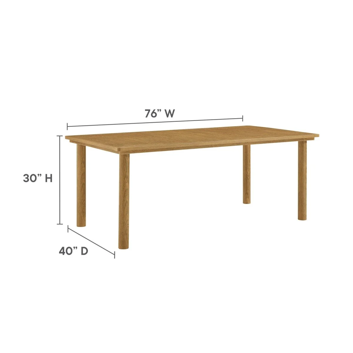 76" Aluminum Outdoor Dining Table with Wood Grain Finish - Durable Weather-Resistant Design - Image 12