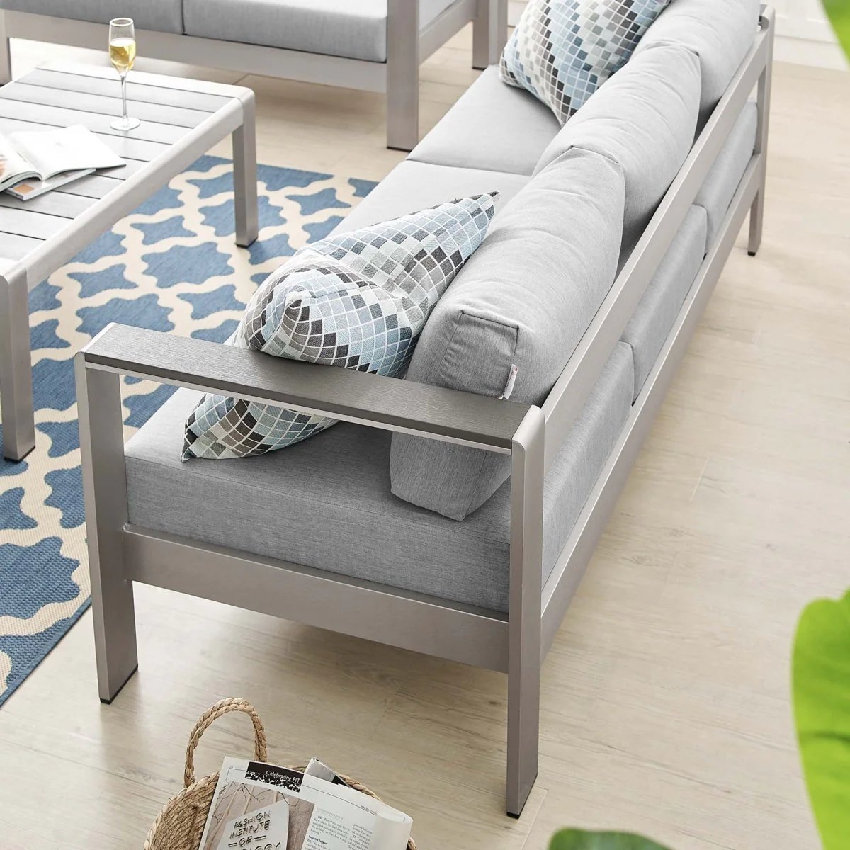 76" Aluminum Outdoor Patio Sofa with Removable Cushions and Weather-Resistant Frame - Image 10
