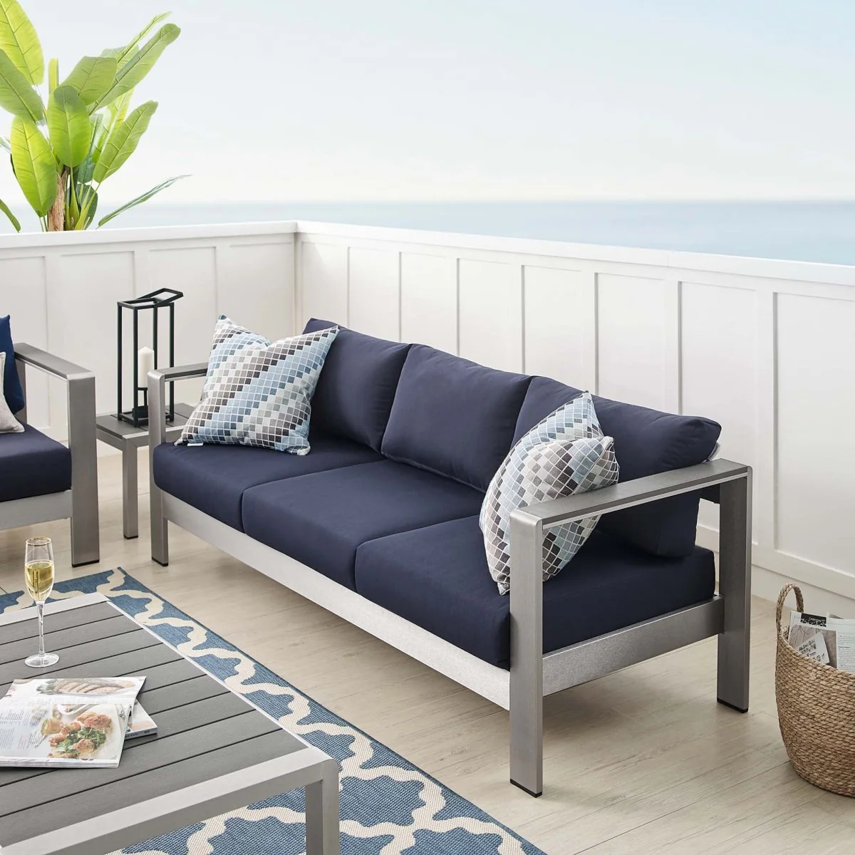 76" Aluminum Outdoor Patio Sofa with Removable Cushions and Weather-Resistant Frame - Image 8