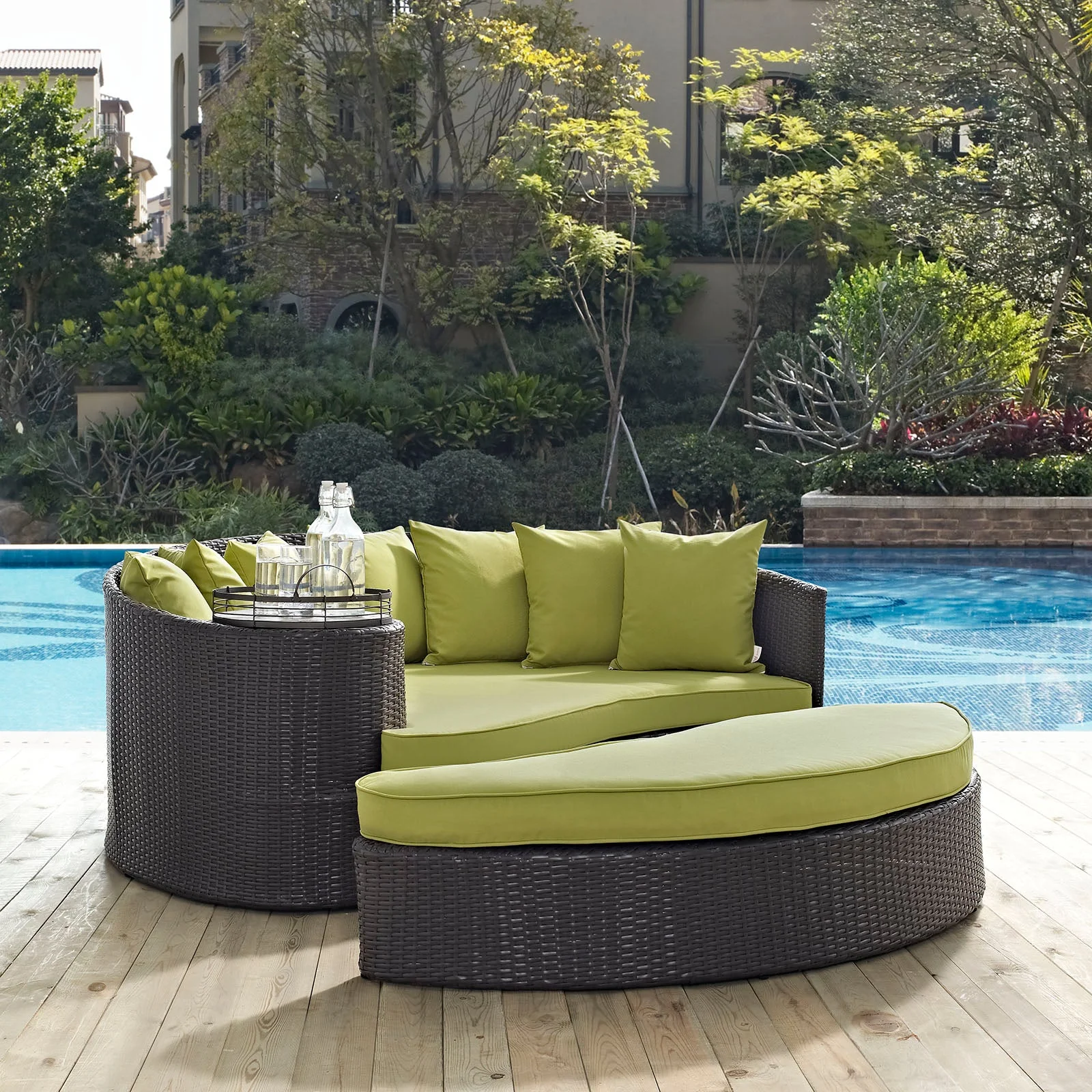 76" Outdoor Rattan Daybed with Ottoman, Weather-Resistant Patio Daybed Lounger - Image 4