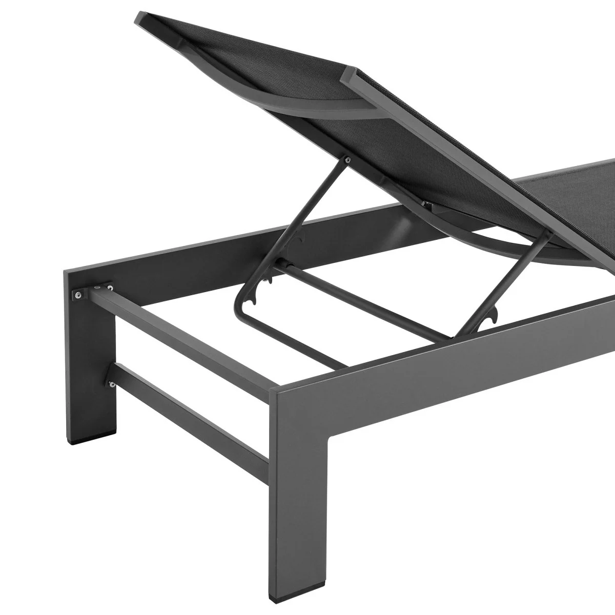 77" Gray Aluminum Mesh Outdoor Chaise Lounge - Image 9