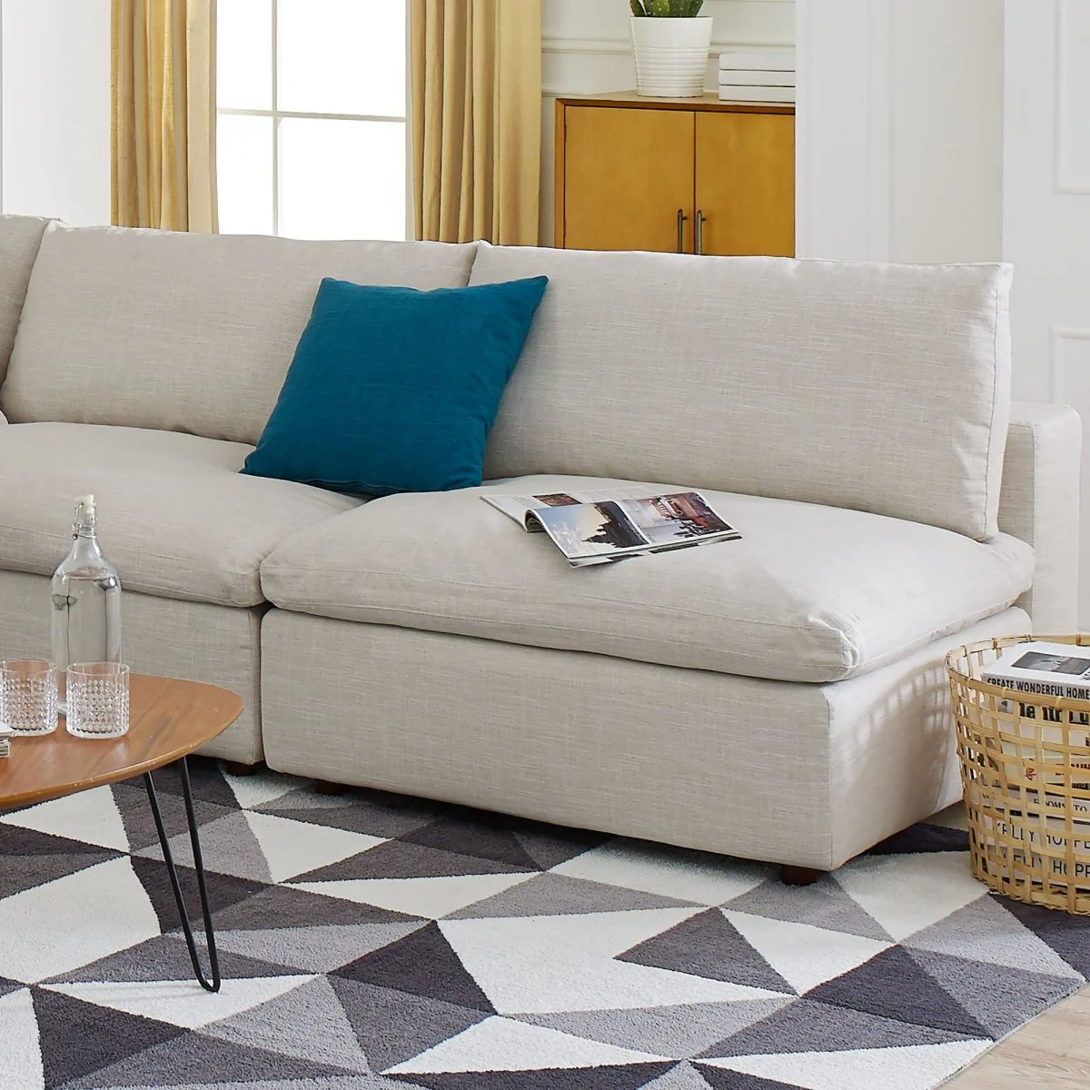 78 Inch Down Filled Overstuffed 2-Piece Armless Sectional Loveseat - Image 5