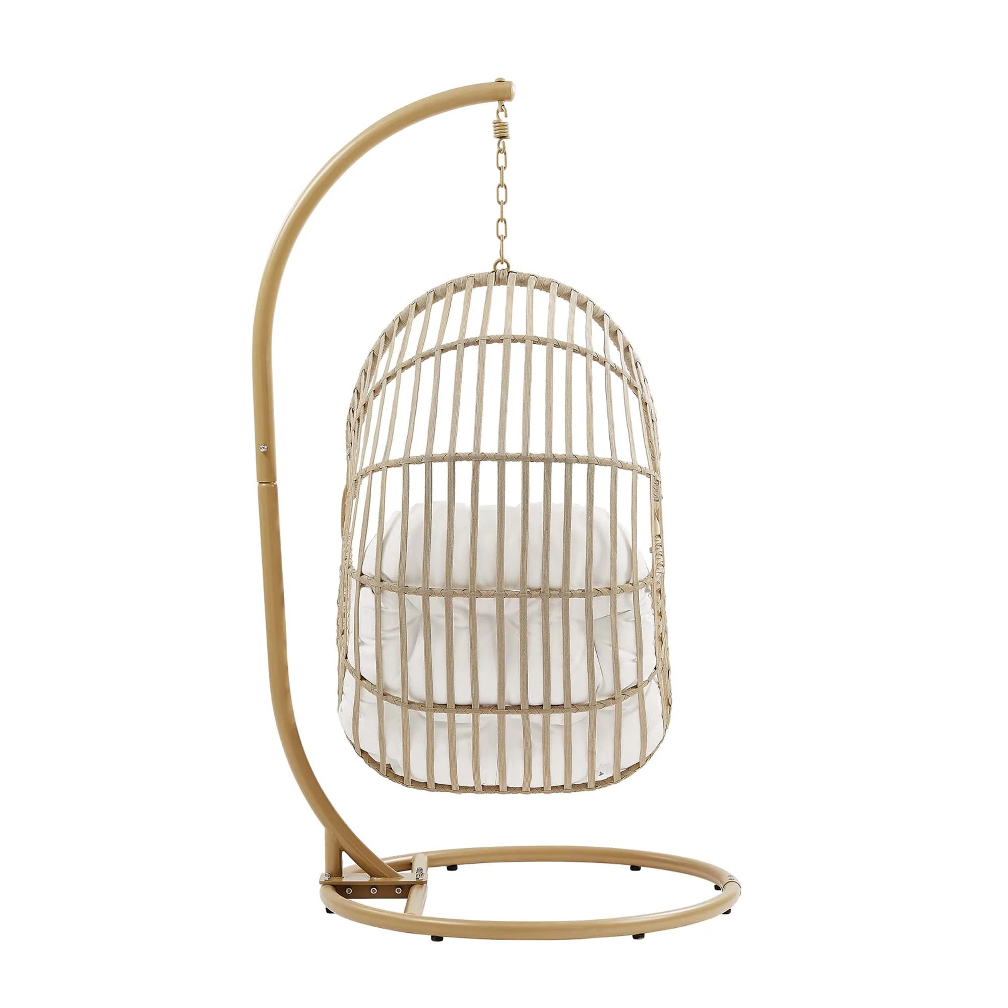 78" Natural White Outdoor Hanging Swing Chair with Stand - Image 6