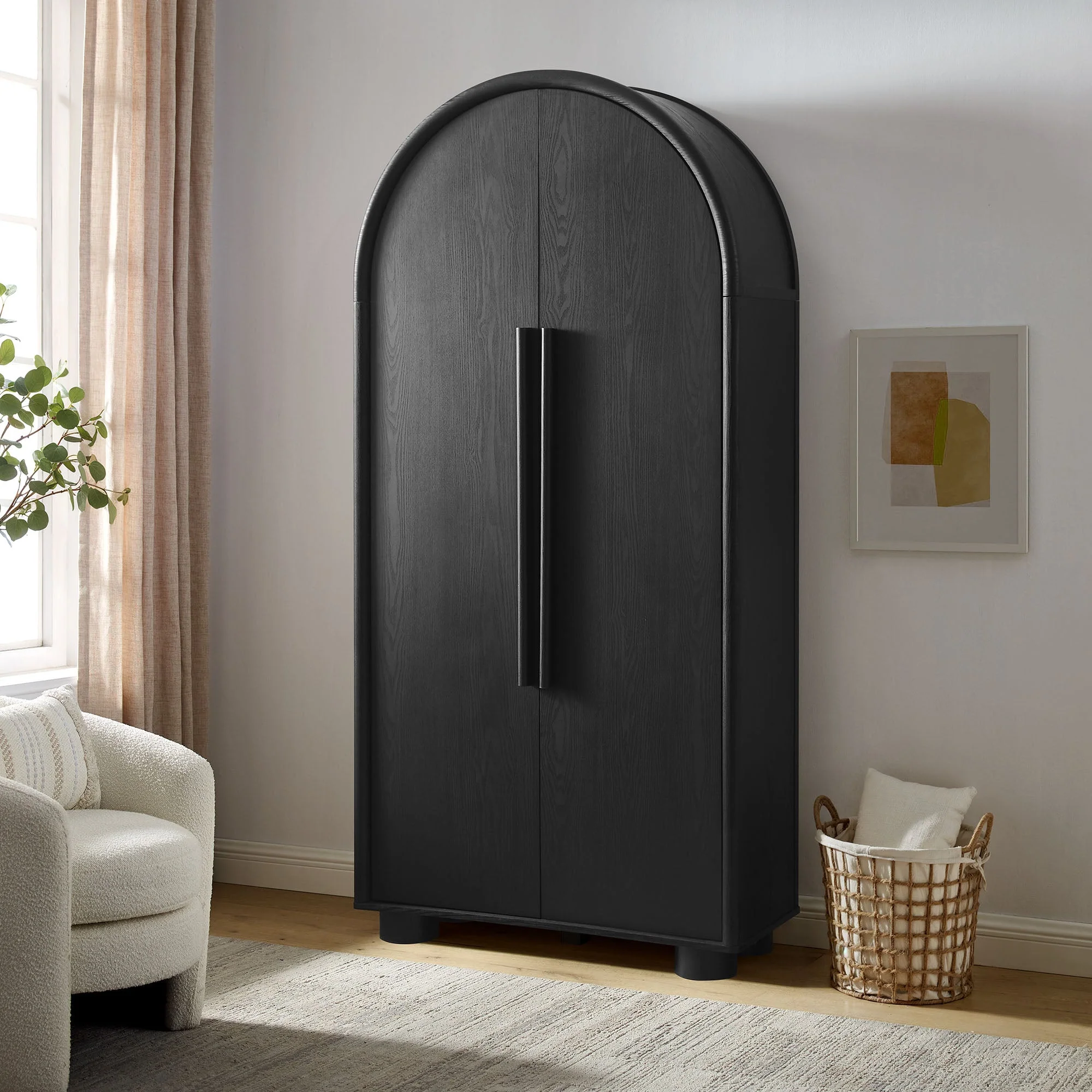 79 Inch Tall Arched Storage Cabinet with Soft-Close Doors and Rounded Feet - Image 16