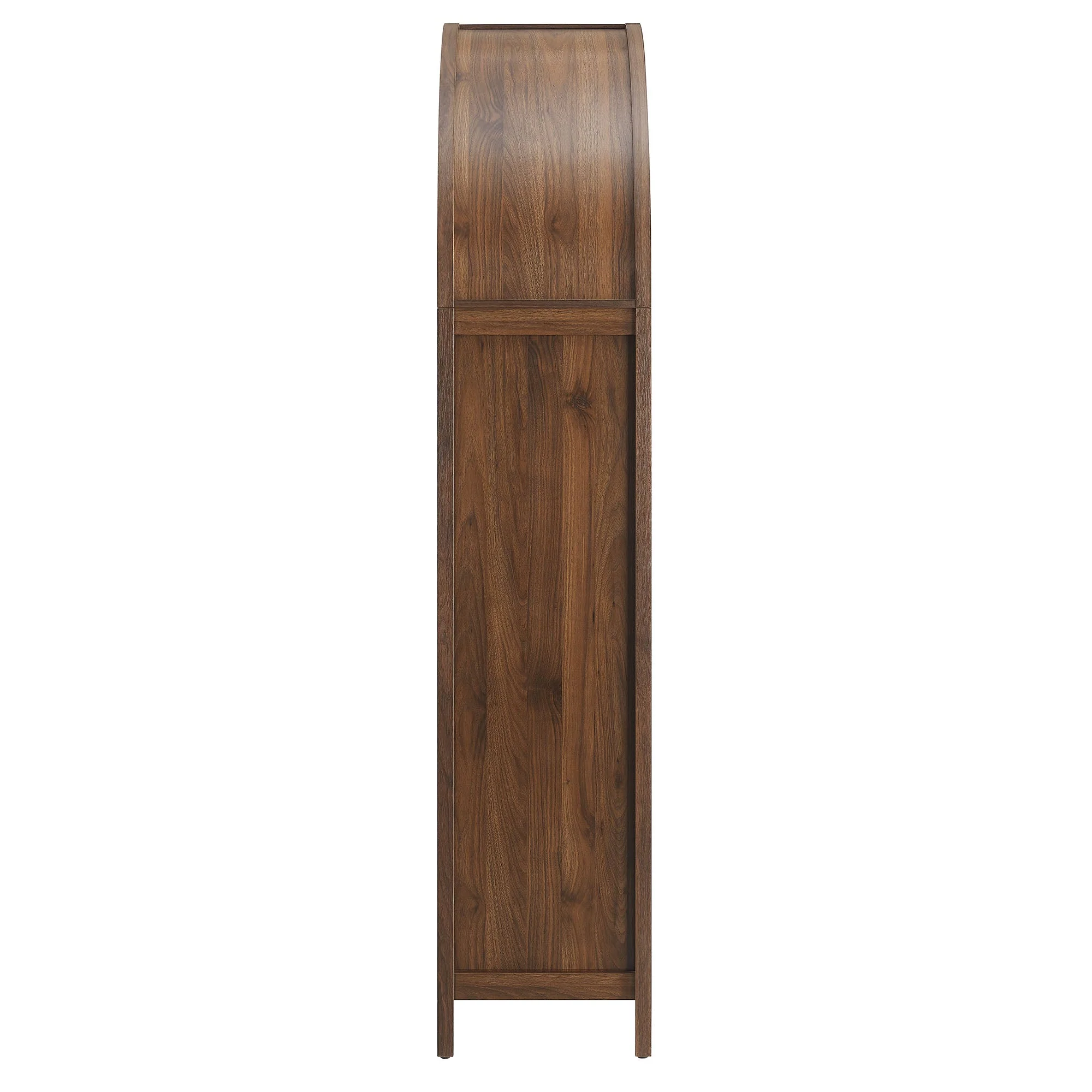 79 Inch Tall Arched Wide Storage Cabinet with Synthetic Rattan Doors - Image 12