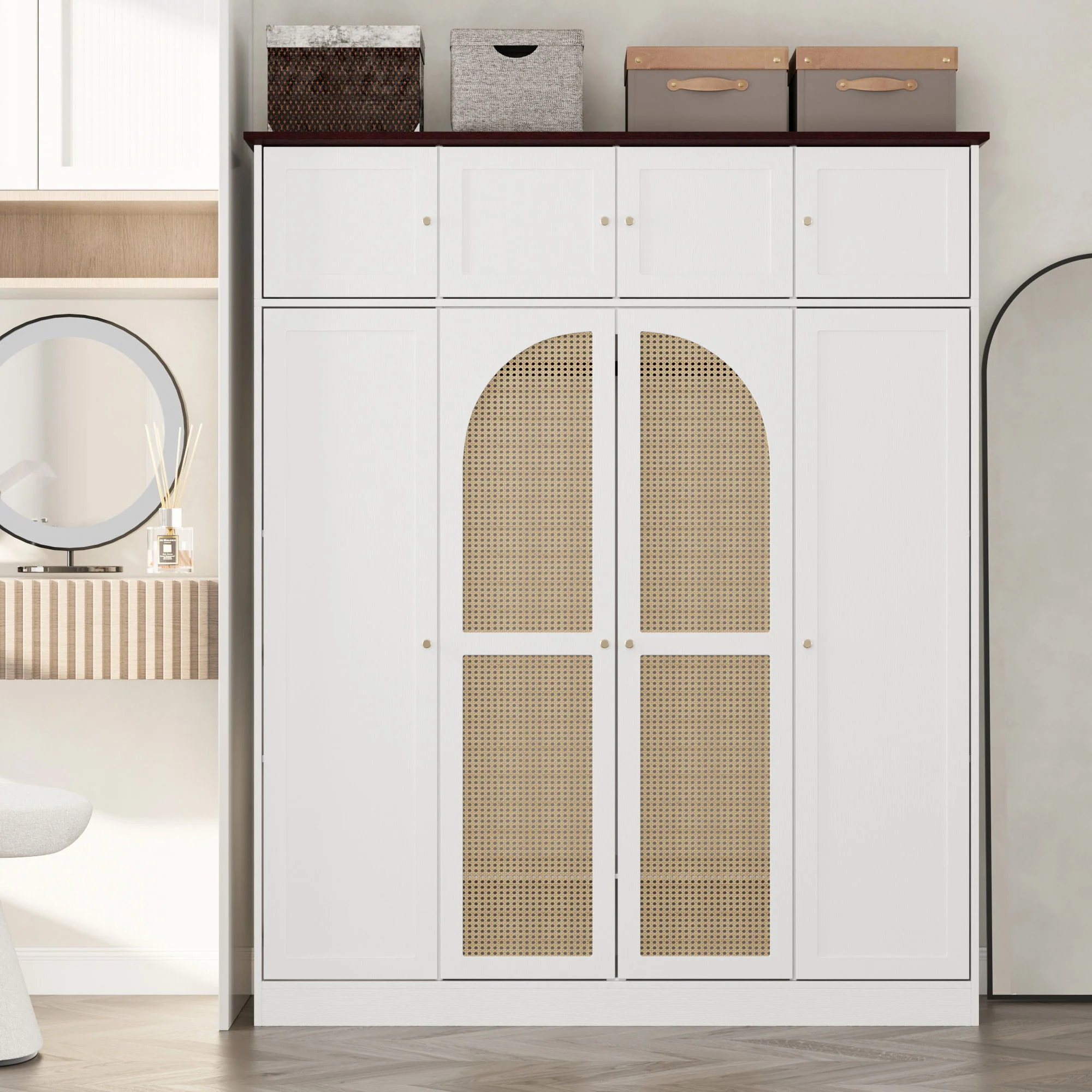 8 Door Armoire Wardrobe With Adjustable Shelves And Hanging Rod - Image 7