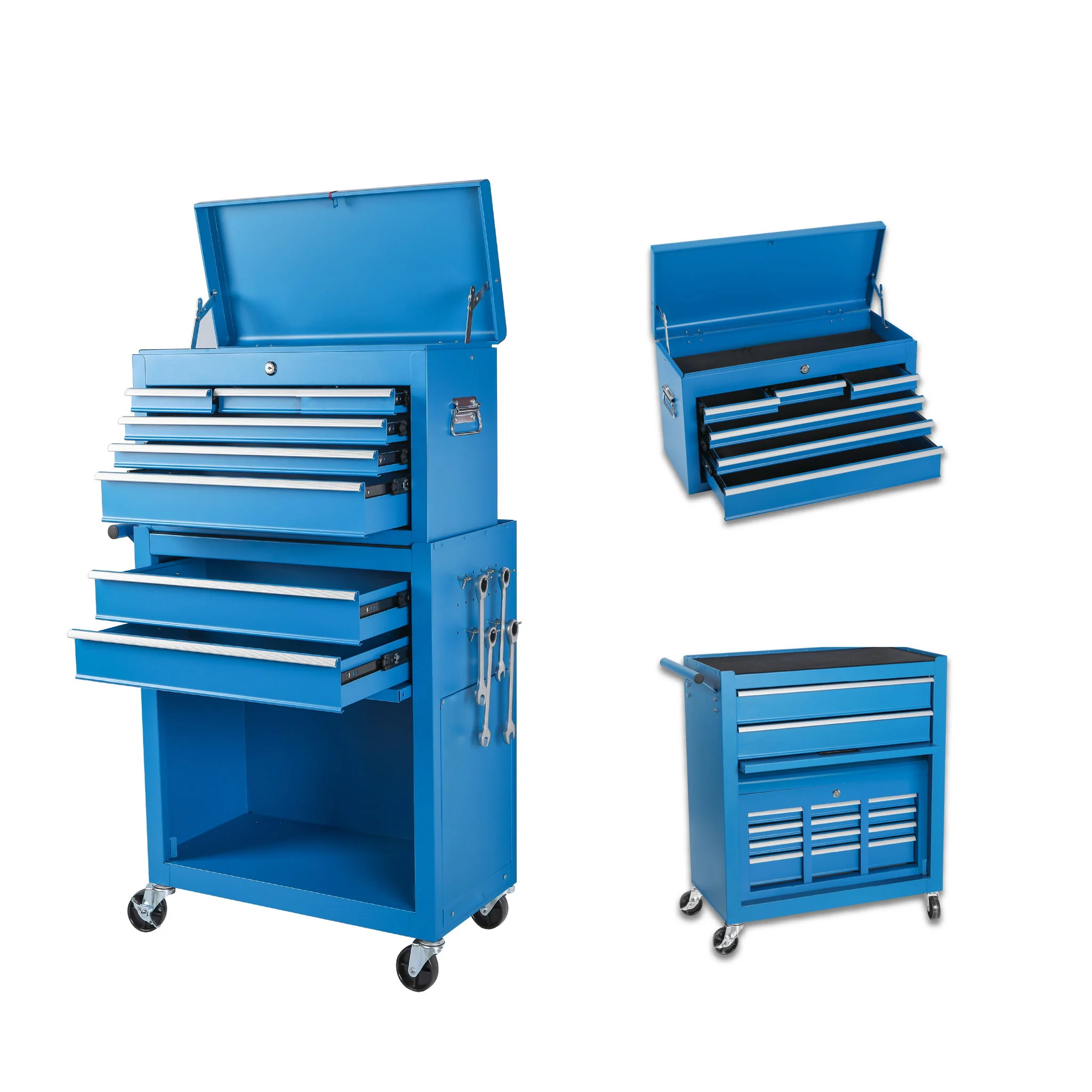 8 Drawer Rolling Tool Chest With 2 In 1 Detachable Top Box, Lockable Wheels - Image 2