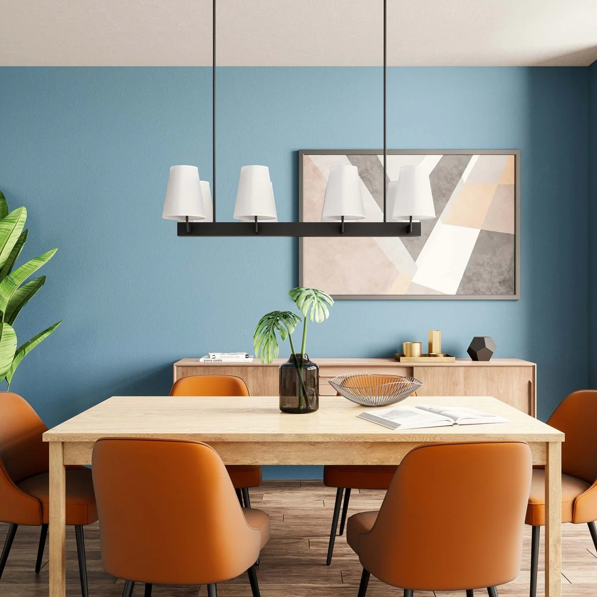 8-Light Modern Fabric Shade Chandelier for Dining Room and Living Room Lighting - Image 11