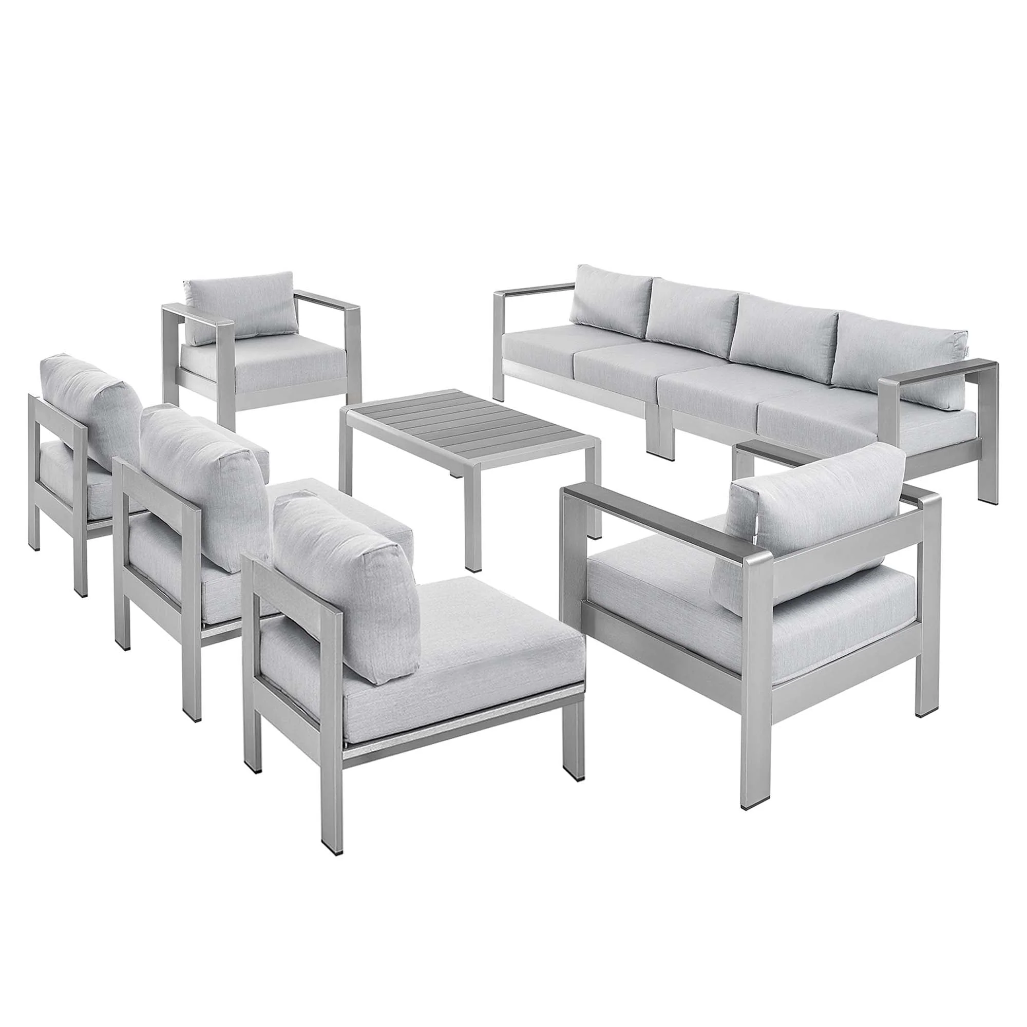 8-Piece Aluminum Outdoor Sectional Sofa Set with Removable Cushions and Modular Design - Image 18