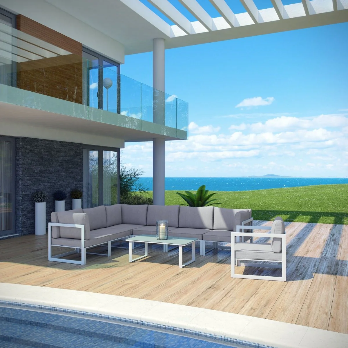 8-Piece Outdoor Aluminum Patio Sectional Set - Image 8