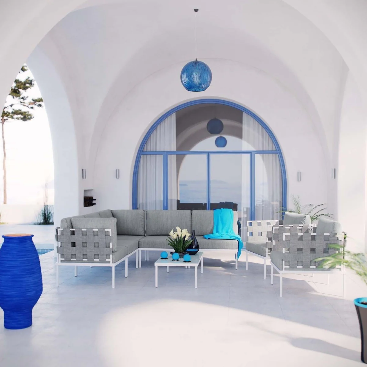 8-Piece Outdoor Patio Aluminum Sectional Sofa Set - Image 16