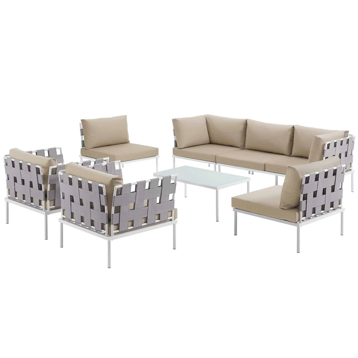 8-Piece Outdoor Patio Aluminum Sectional Sofa Set - Image 2