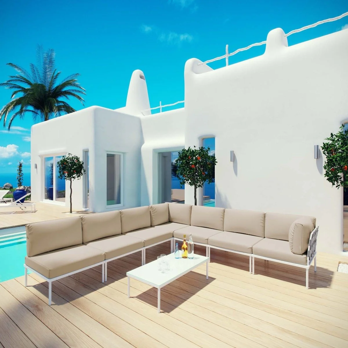 8-Piece Outdoor Patio Aluminum Sectional Sofa Set - Image 7
