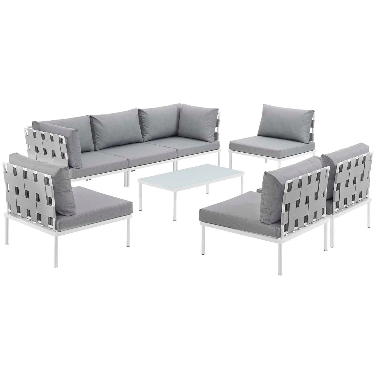 8-Piece Outdoor Patio Aluminum Sectional Sofa Set - Image 8