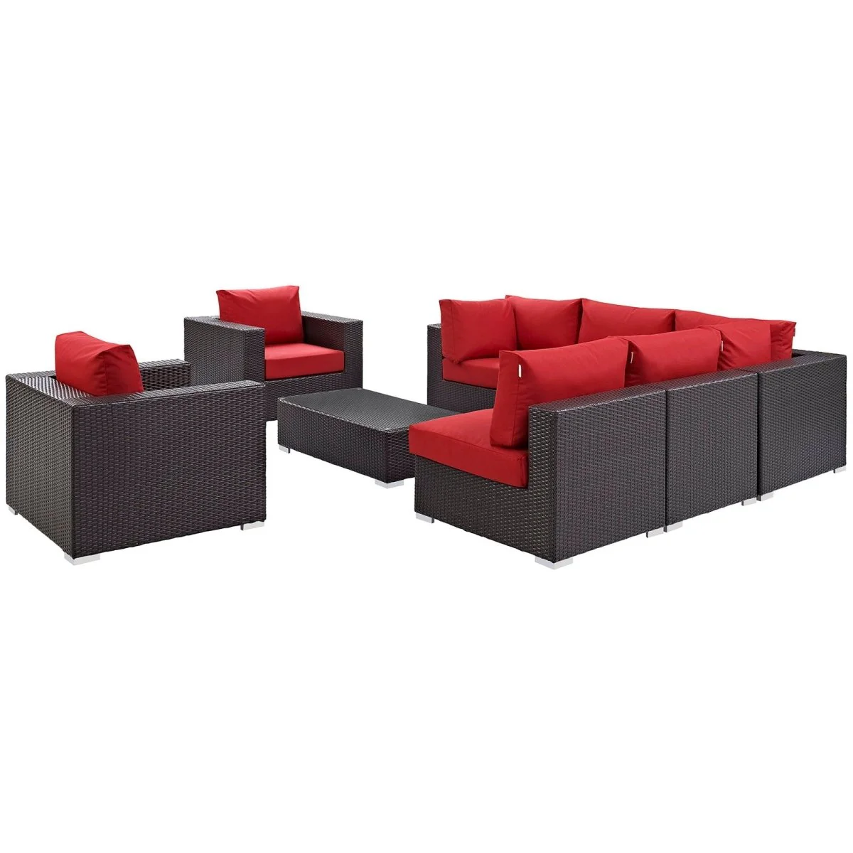 8-Piece Outdoor Patio Rattan Aluminum Sectional Sofa Set - Image 23