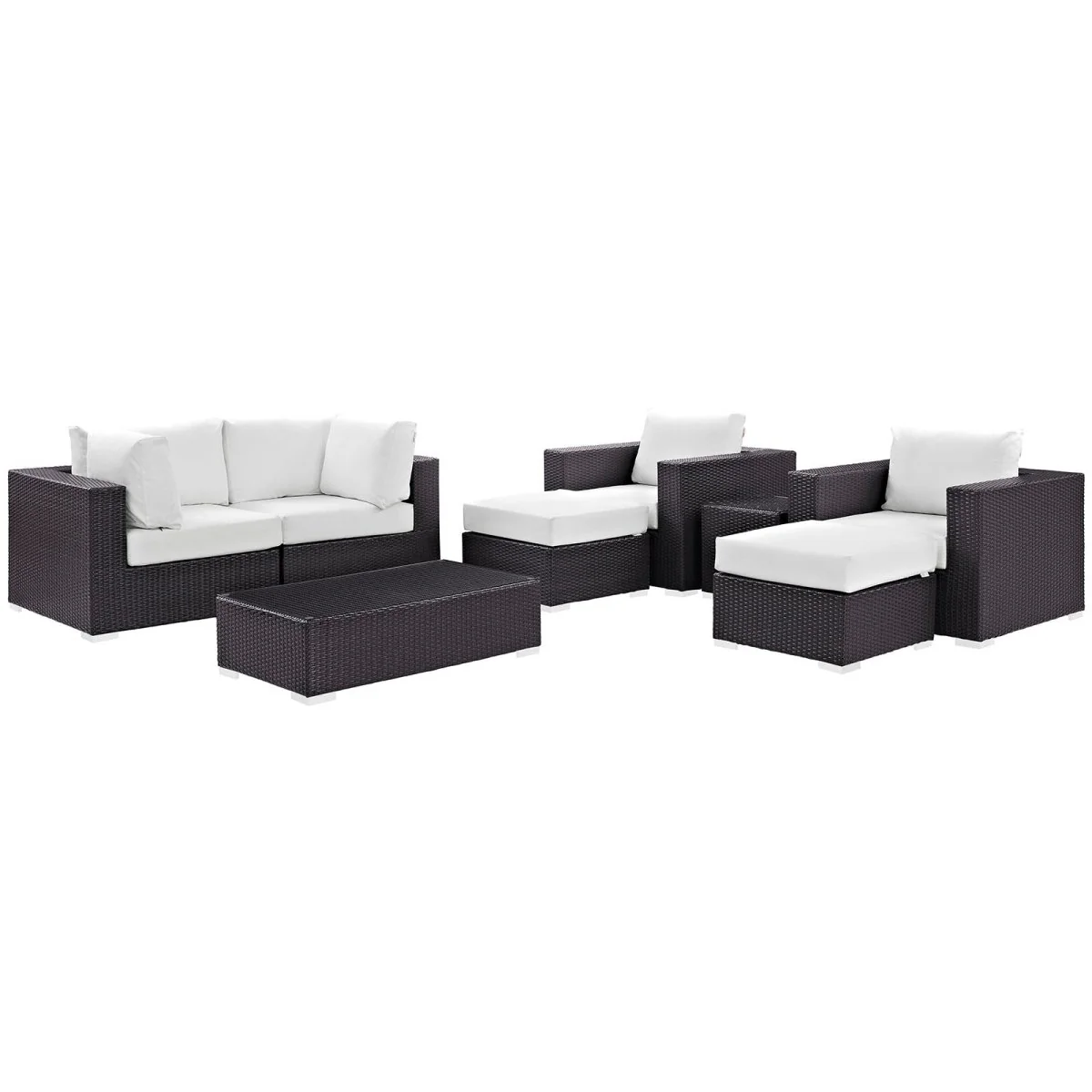 8-Piece Outdoor Patio Rattan Aluminum Sectional Sofa Set - Image 31