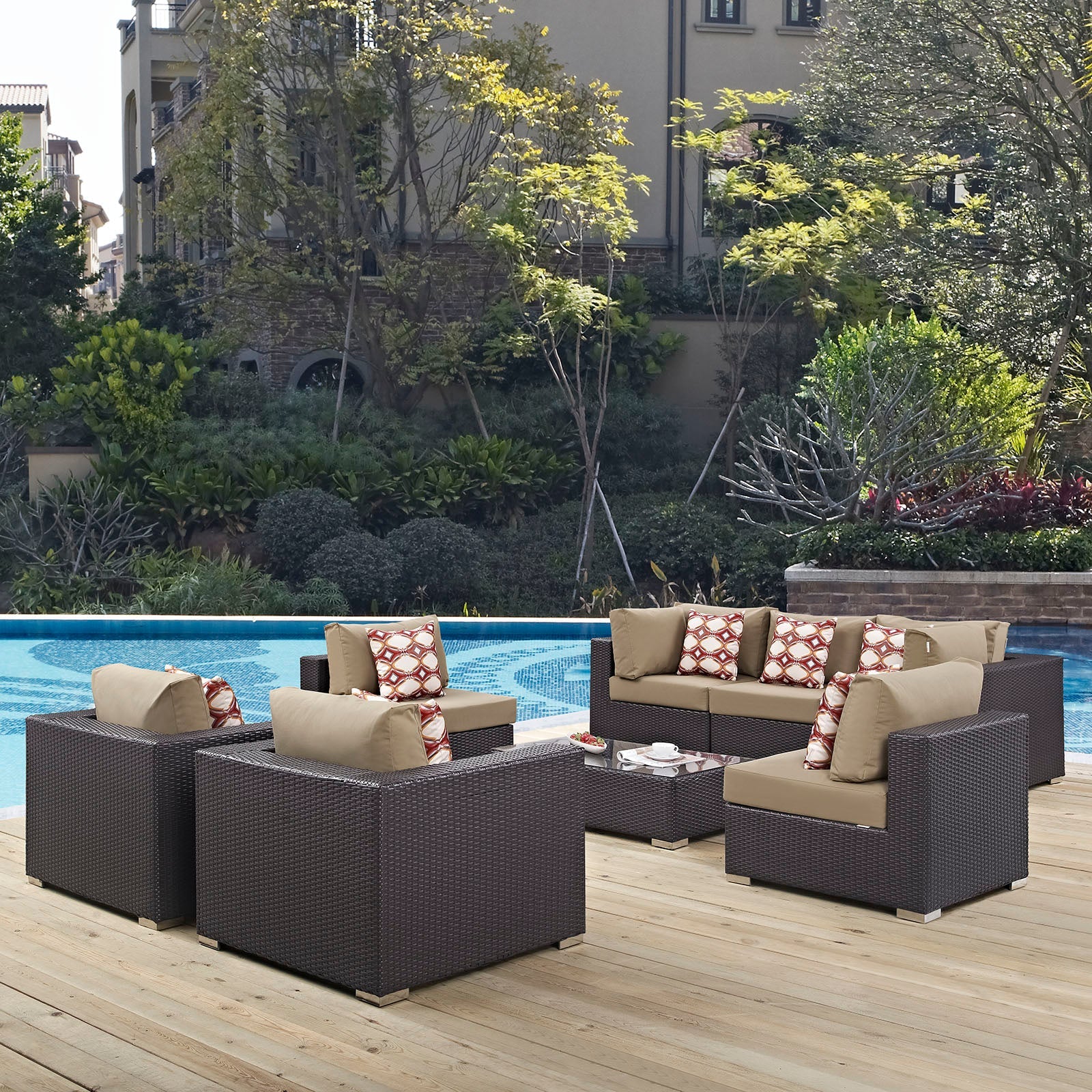 8-Piece Outdoor Wicker Patio Sectional Set - Image 6