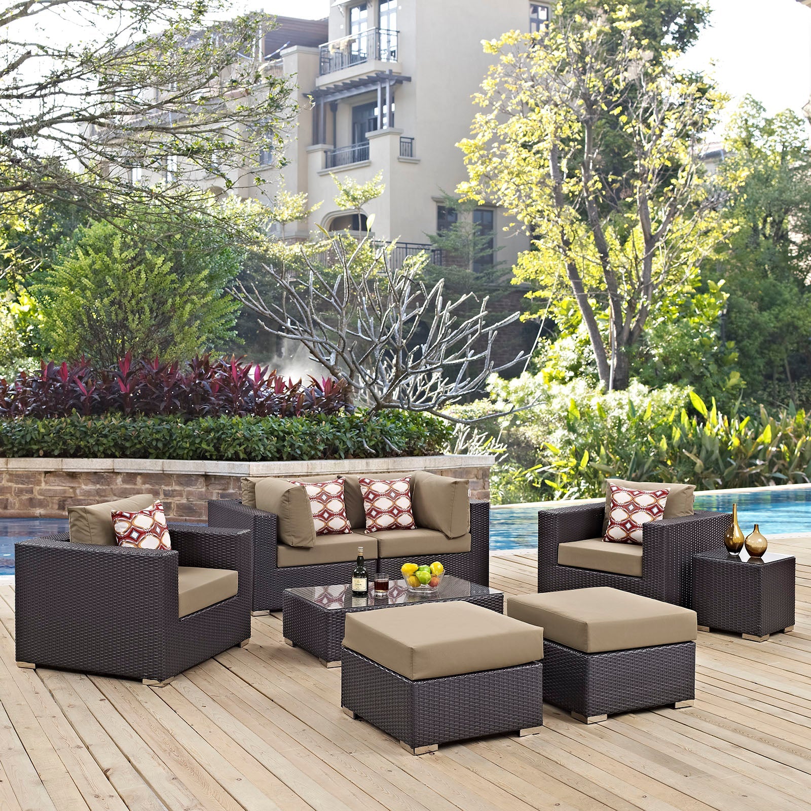 8-Piece Outdoor Wicker Patio Sectional Set - Image 8