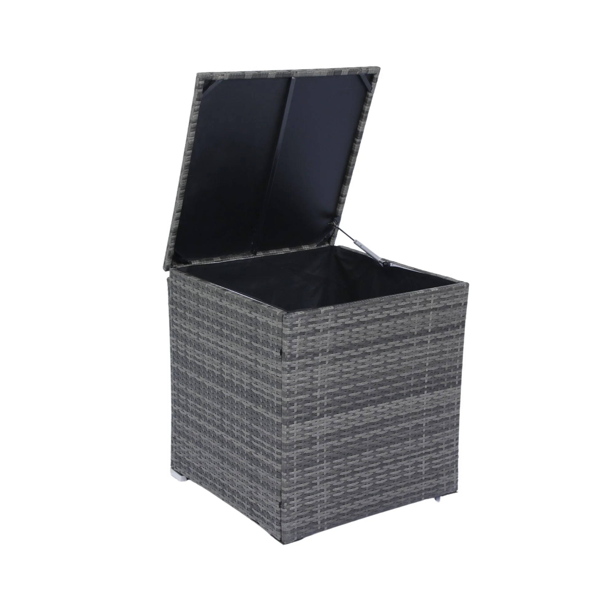 8 Piece Patio Sectional Wicker Rattan Outdoor Furniture Sof Set With One Storage Box Under Seat And Cushion Box - Gray / Black - Image 5