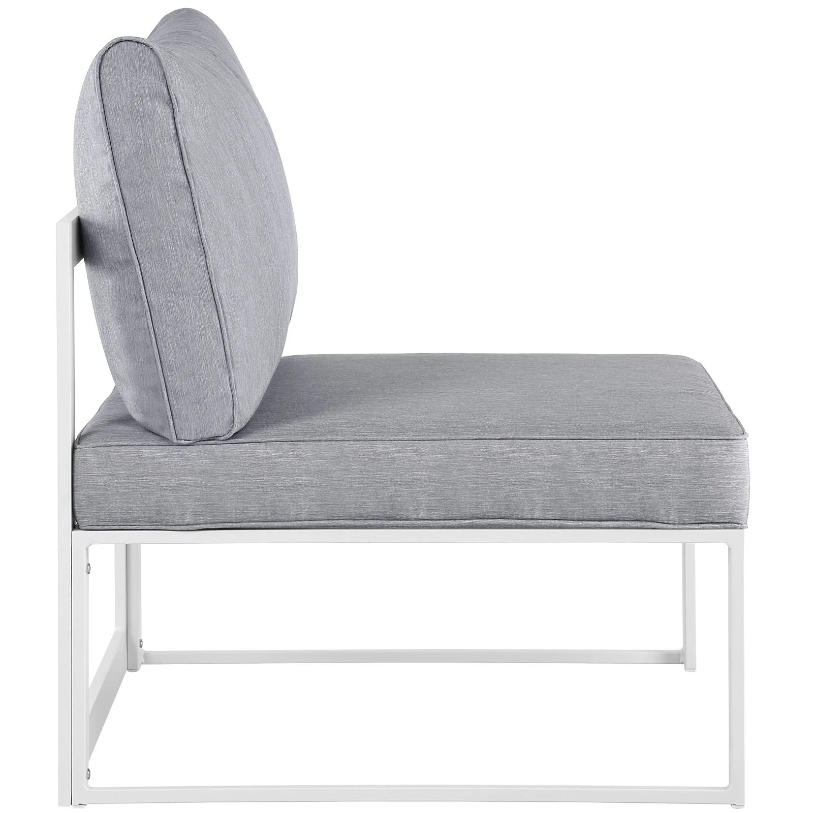 8-Piece White and Gray Aluminum Patio Sectional Sofa Set - Image 6