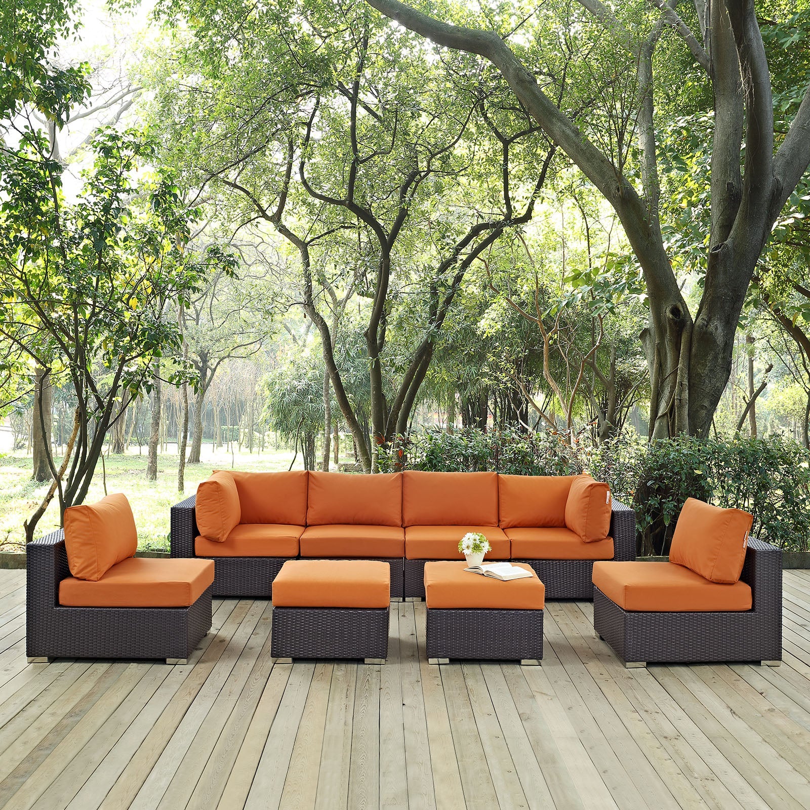 8-Piece Wicker Rattan Patio Sectional Sofa Set with Cushions for Outdoor Living - Image 14