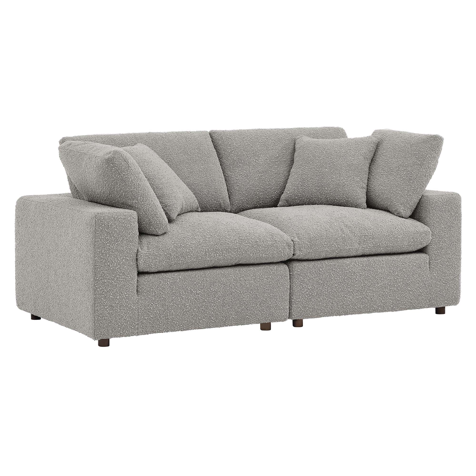80 Inch Down Filled Overstuffed Boucle Fabric Loveseat - Image 11