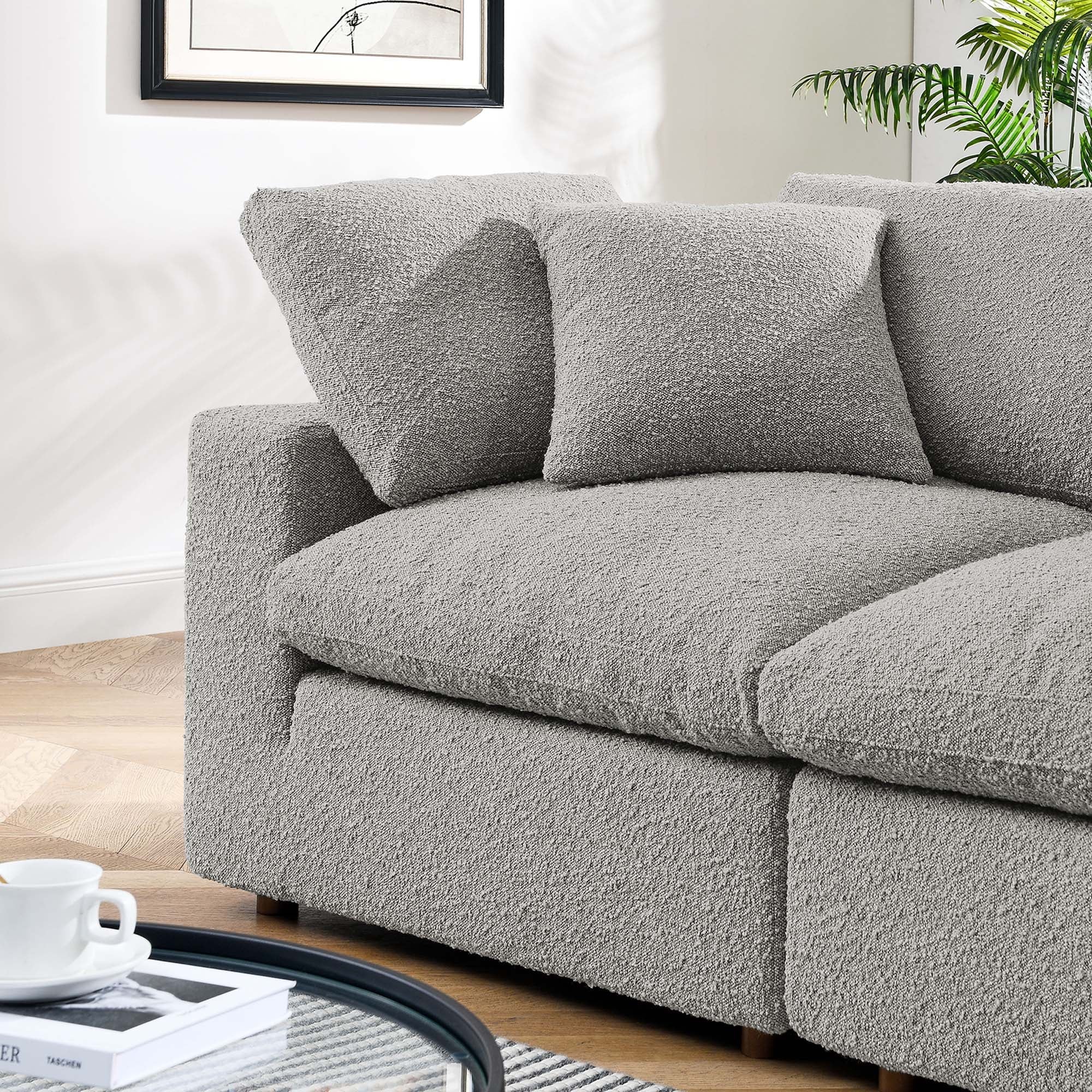 80 Inch Down Filled Overstuffed Boucle Fabric Loveseat - Image 13