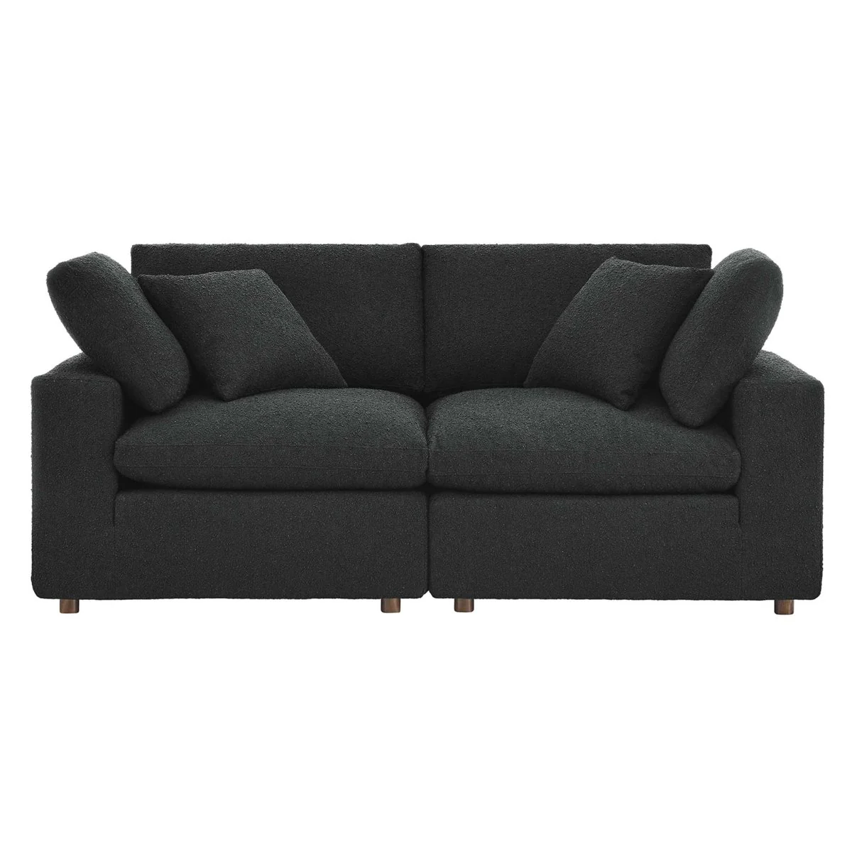80 Inch Down Filled Overstuffed Boucle Fabric Loveseat - Image 9