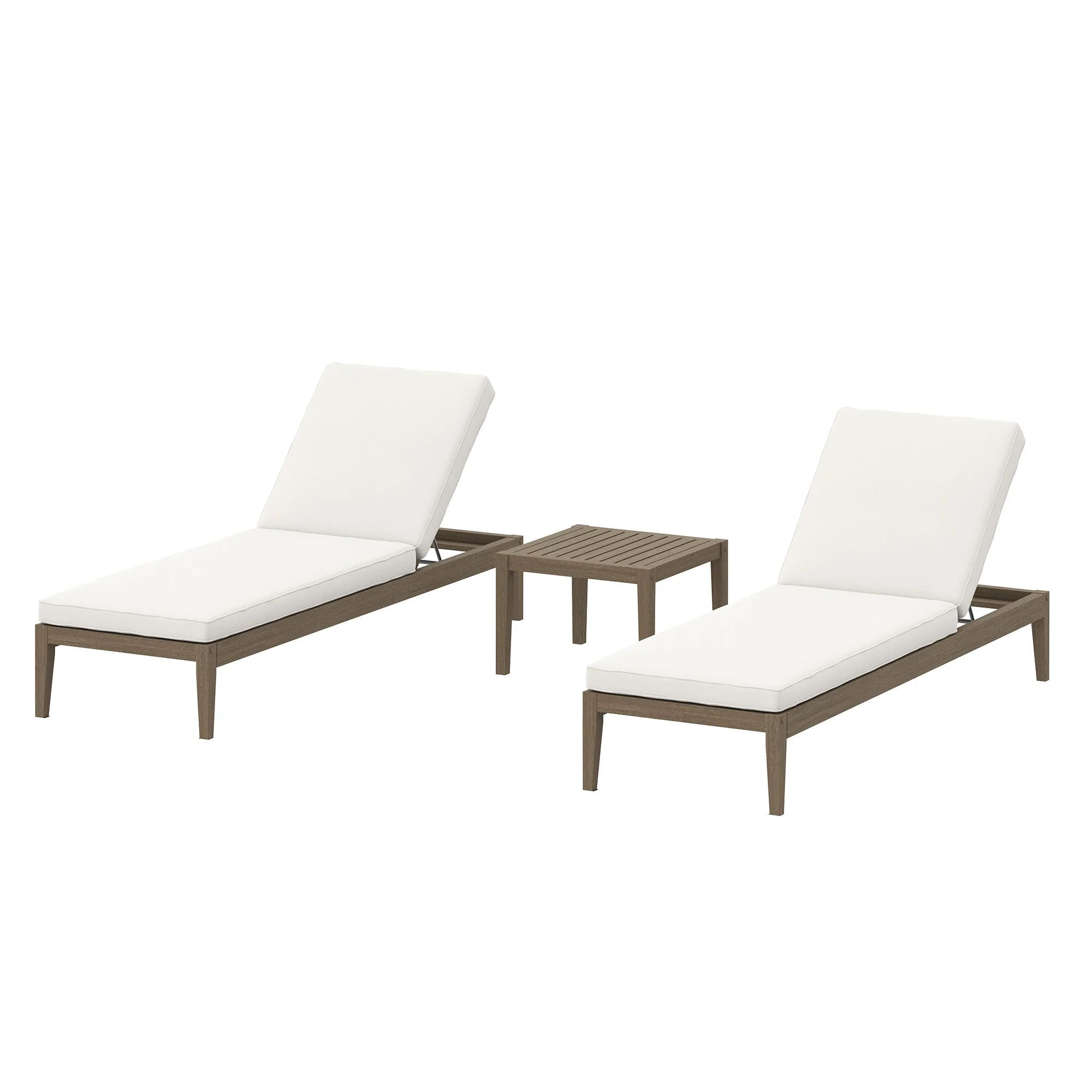 81" 3-Piece Northlake Weathered Gray Teak Outdoor Chaise Lounge Set